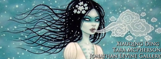 Xiauqing Ding and Tara McPherson at Jonathan Levine